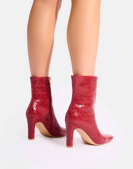 Public Desire Polaris croc snipped toe ankle boots in rec croc, 3 of 4