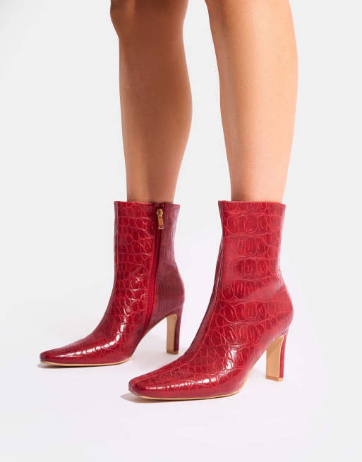 Public Desire Polaris croc snipped toe ankle boots in rec croc, 4 of 4