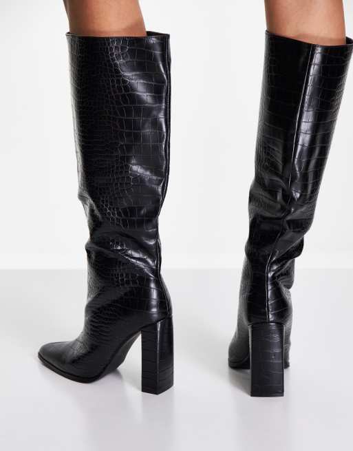 Croc print 2024 heeled boots