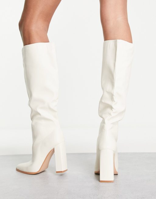 Public Desire – Posie – Naturvita knähöga boots, 3 av 4