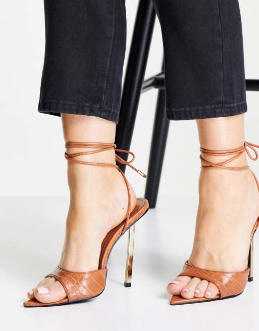 Tan open 2025 toe heels