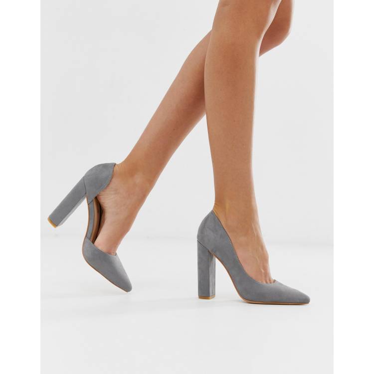 Grey block cheap heel shoes