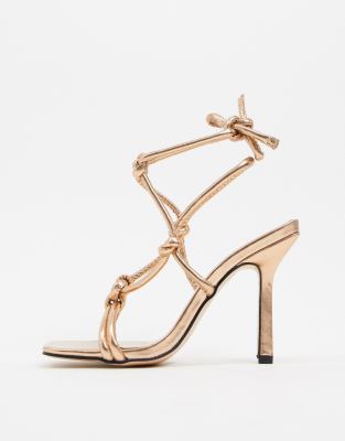 priya square toe lace up heel in black faux leather