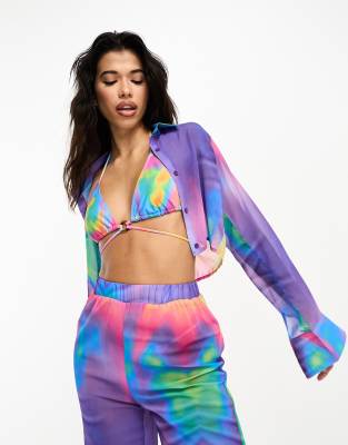 Public Desire Psychedelic Print Long Sleeve Shirt In Multi - Part Of A Set