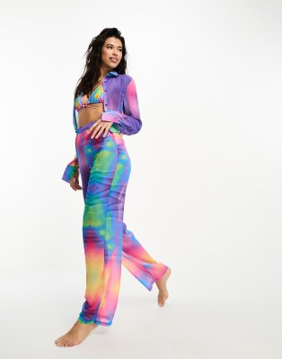 Public Desire Psychedelic Print Long Sleeve Shirt In Multi - Part Of A Set In Multi