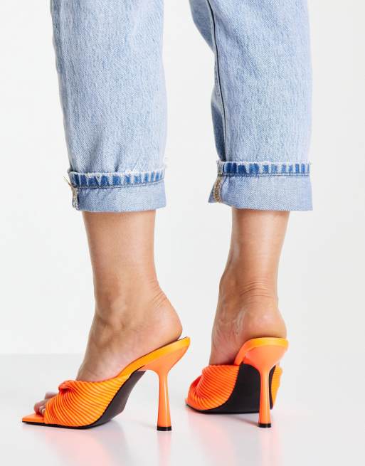 Public Desire - Punch - Neonorange mules med hæl og snoet strop, 2 af 4