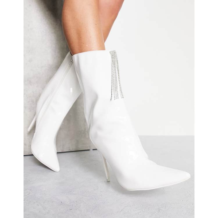 White ankle shop high boots