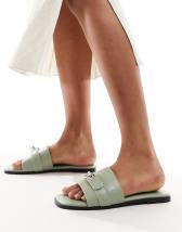 ASOS DESIGN Fifi woven mule flat sandals in white | ASOS