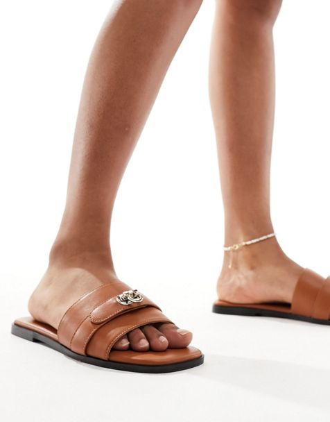 Public Desire Radiance sliders with hardware in tan