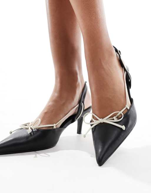 Public Desire - Rai - Mules à talon et bout pointu - Noir et crème, 2 de 4