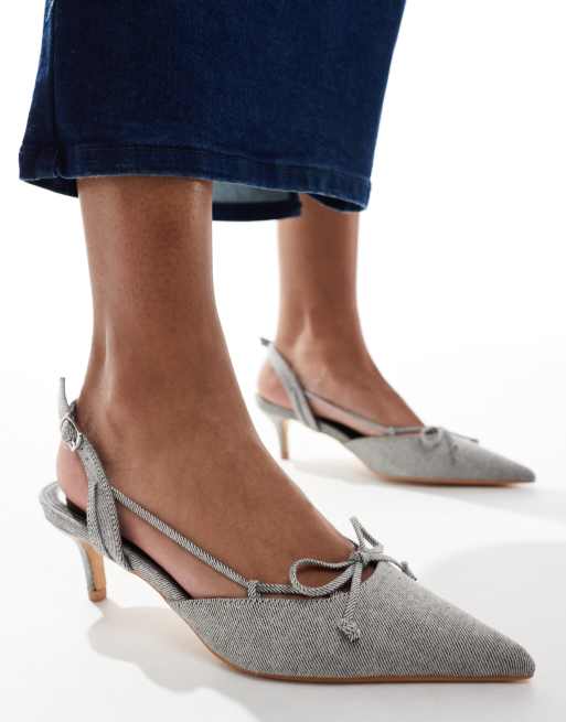 Public Desire Rai pointed heeled mules in light grey