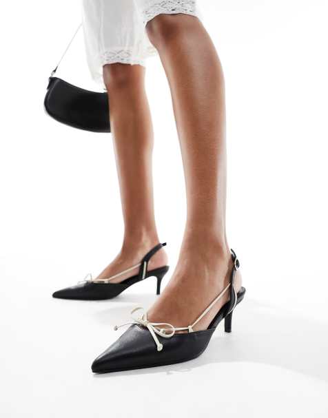 Public Desire - Rai - Sabot a punta con tacco neri e crema - view 1
