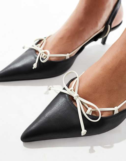 Public Desire – Rai – Spitze Mules in Schwarz und Creme mit Absatz, 3 von 4