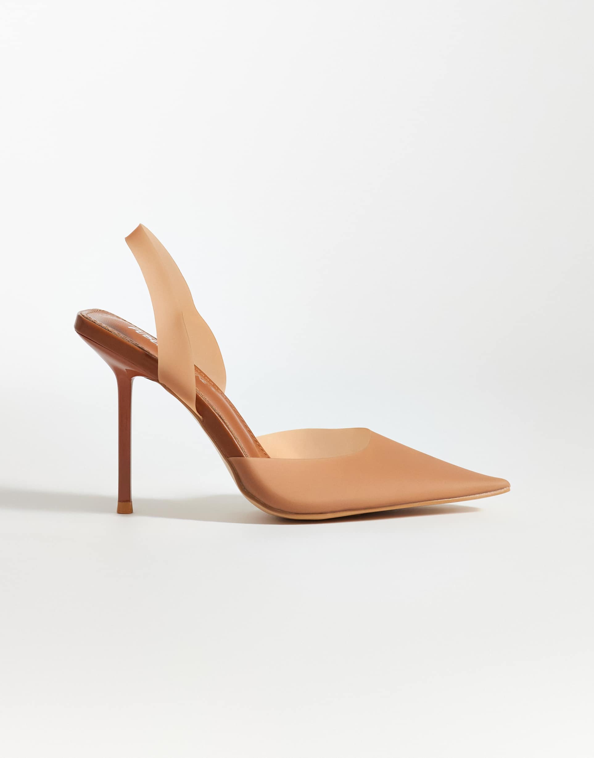 public desire rarity heeled slingback shoes in sheer brown