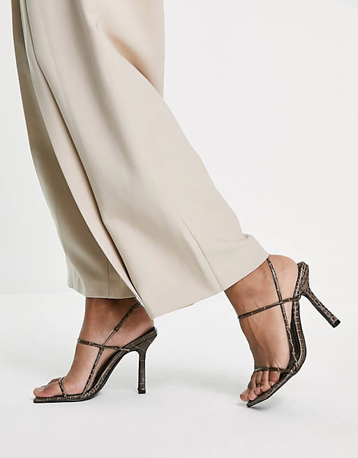 Heels/Public Desire Rayelle heel sandals in brown croc 