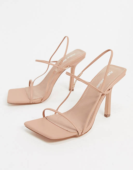 Public Desire Rayelle heeled sandals with square toes in beige
