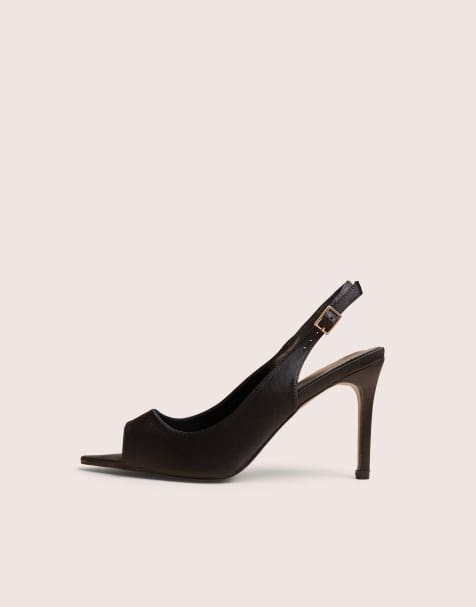 Public Desire Reigns peep toe court heels in black - view 1
