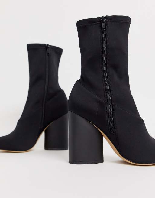 Public desire salt black block sale heel sock boots