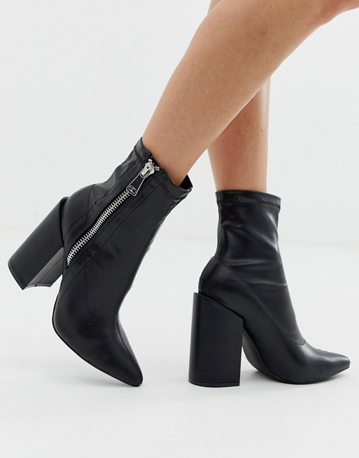 Public Desire Renzo black block heel sock boots | ASOS