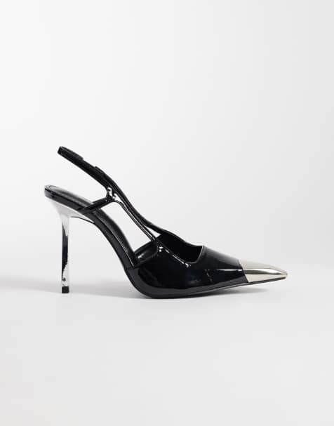 Public Desire Reset décolleté slingback con tacco e dettaglio metallico nere - view 1