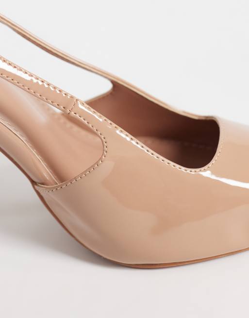 Public Desire Reset slingback heeled shoes with metal detailing in neutral, 4 of 4