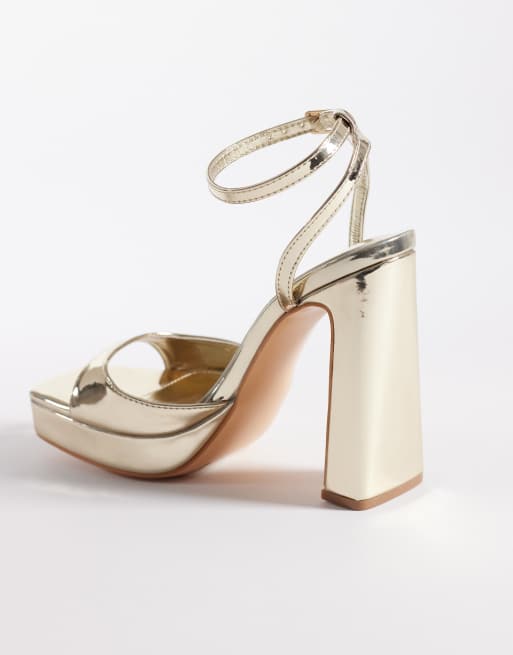 Public Desire - Resist - Guldfarvede plateau-sandaler med høj hæl, 3 af 4