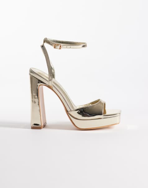 Public Desire – Resist – Sandaletten in Gold mit Absatz und Plateausohle - view 1