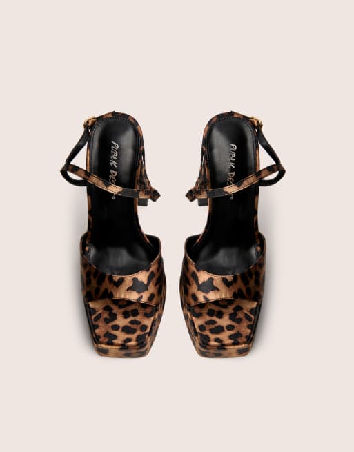 Public Desire Retro platform strappy heels in leopard, 2 of 4