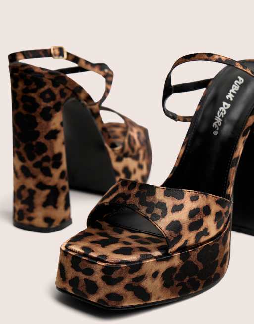Public Desire Retro platform strappy heels in leopard, 4 of 4