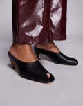 [Public Desire] Public Desire Reuben curved kitten heel peep toe mules in black 39 Black