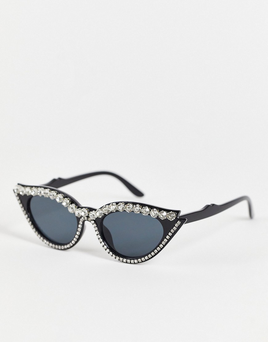 Public Desire rhinestone cat eye sunglasses in black