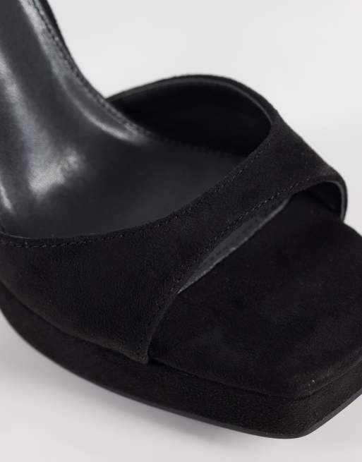 Public Desire Rhoda platform heeled sandals in black suedette, 3 of 4