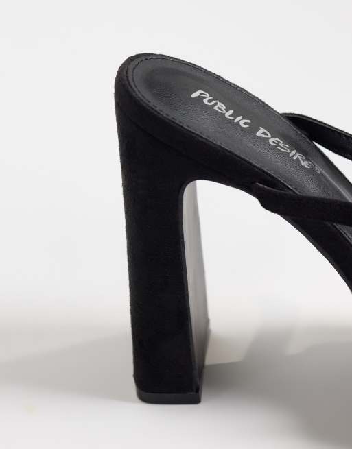 Public Desire Rhoda platform heeled sandals in black suedette, 4 of 4