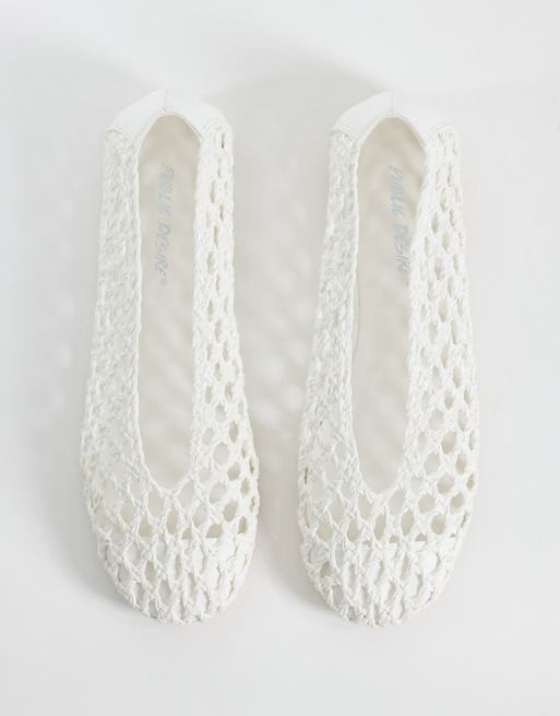 Public Desire - Rhodes - Ballerines plates effet tressé - Blanc, 2 de 4