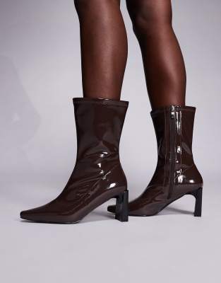 Public Desire Robert Heeled Ankle Boots In Brown