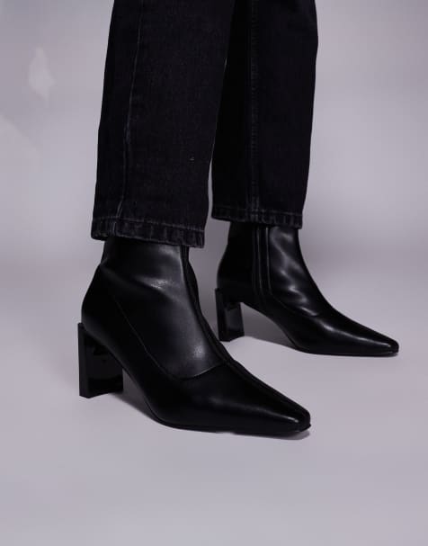Public Desire Robert Wide Fit heeled ankle boots in black - view 1