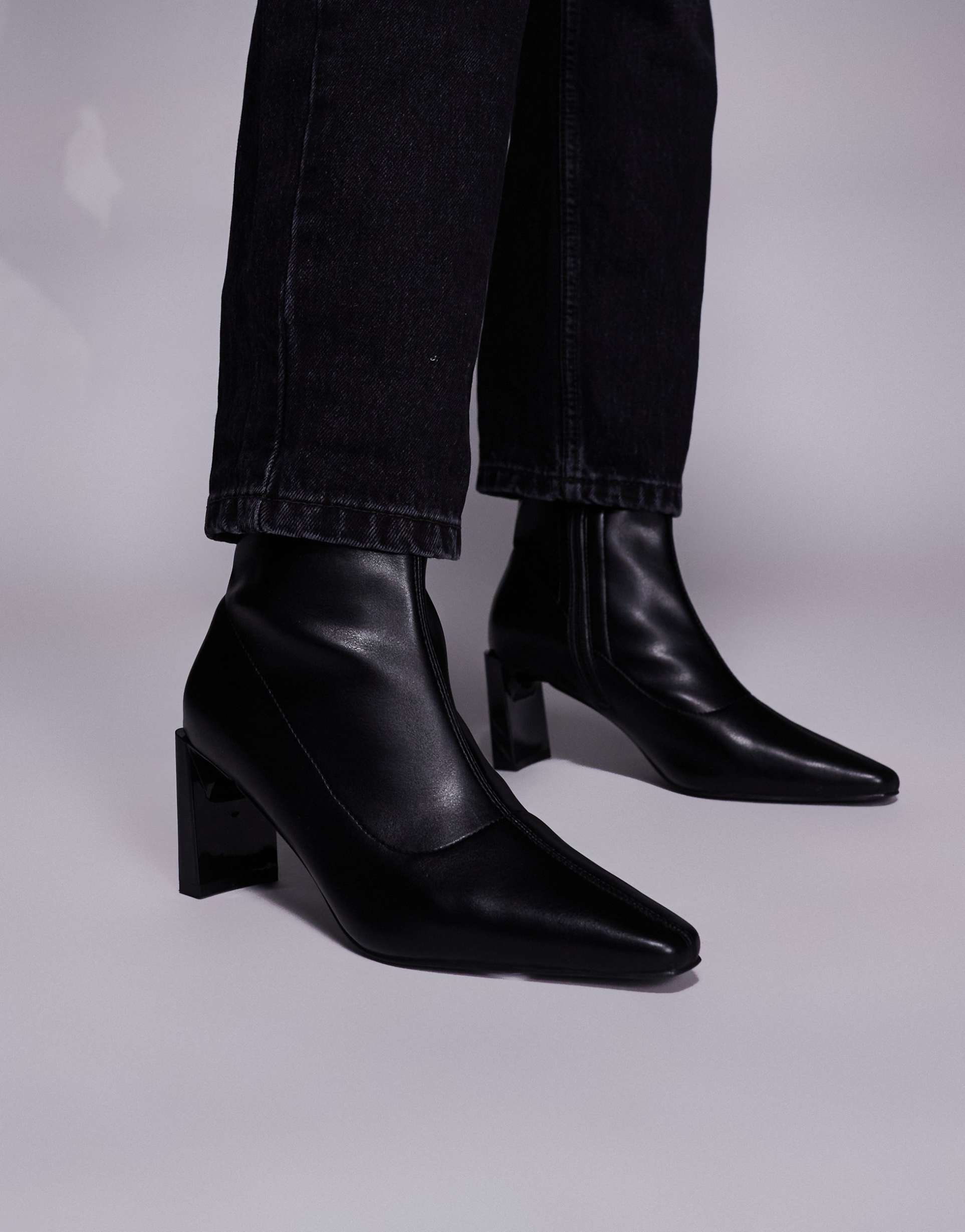 public desire robert wide fit heeled ankle boots in black