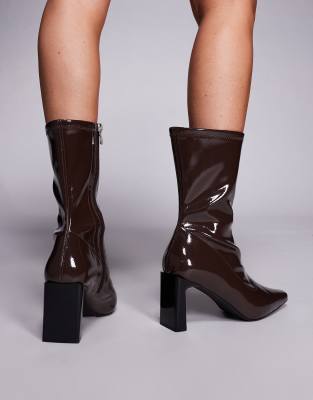 Public Desire Wide Fit Public Desire Robert Wide Fit Heeled Ankle Boots In Brown