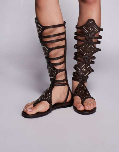 Public Desire Rome gladiator sandals in chocolate brown - view 1
