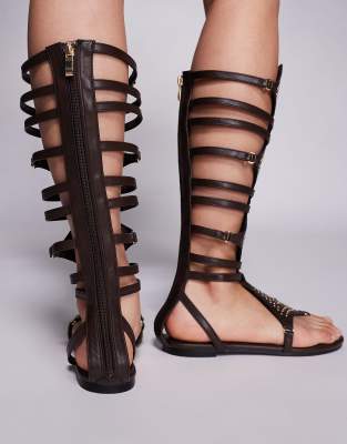 Public Desire Rome Gladiator Sandals In Burgundy