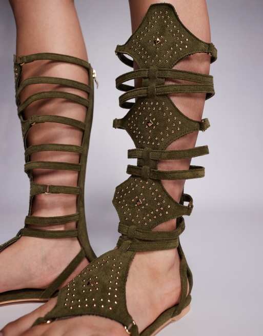 Public Desire Rome gladiator sandals in olive, 2 of 4