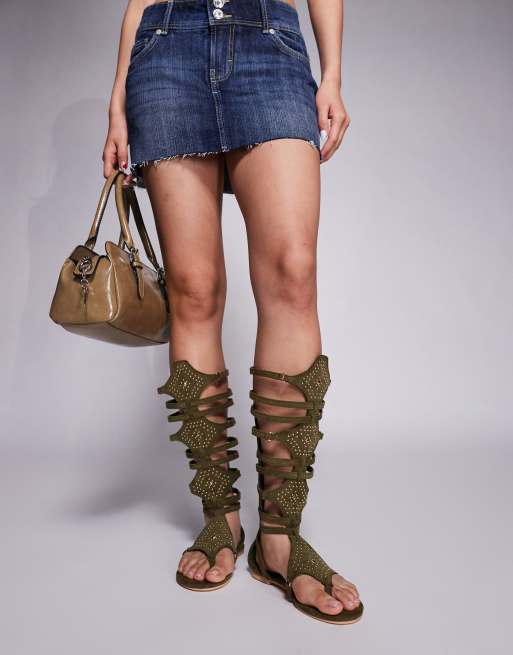Public Desire Rome gladiator sandals in olive, 4 of 4