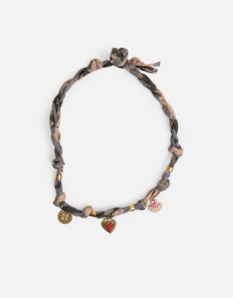 Public Desire Rope detail necklace with gold charms in gold - view 1
