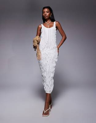 Public Desire Ruffled detail maxi dress cream in cream - view 1