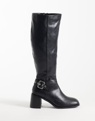 Public Desire Ruth Block Heel Knee Boots In Multi