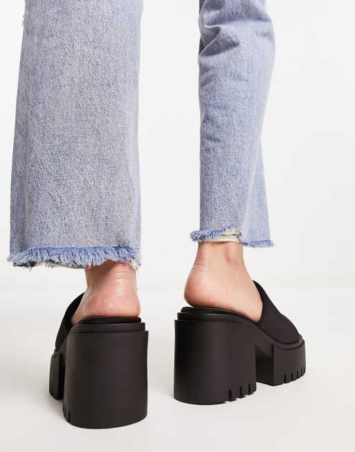 Public Desire – Sabeena – Czarne mule na grubej podeszwie i obcasie, 2 z 4
