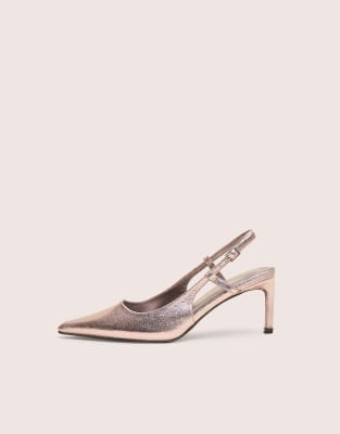  Salsa cracked sling back pointed toe heels in pewter