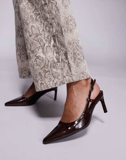 Public Desire – Salsa – Schuhe in Braun mit Fersenriemchen und Pfennigabsatz - view 1
