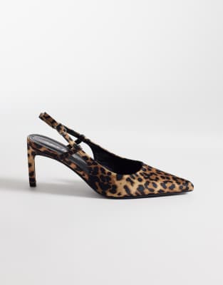  Salsa sling back kitten heels in leopard