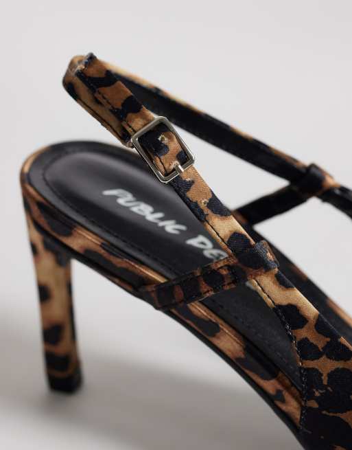 Public Desire Salsa sling back kitten heels in leopard, 3 of 4